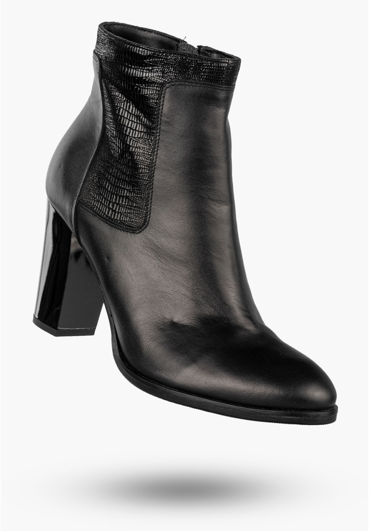 Botki Damskie Skórzane Buty Na Słupku Zimowe Elegancka Czarne Darex B-160/3
