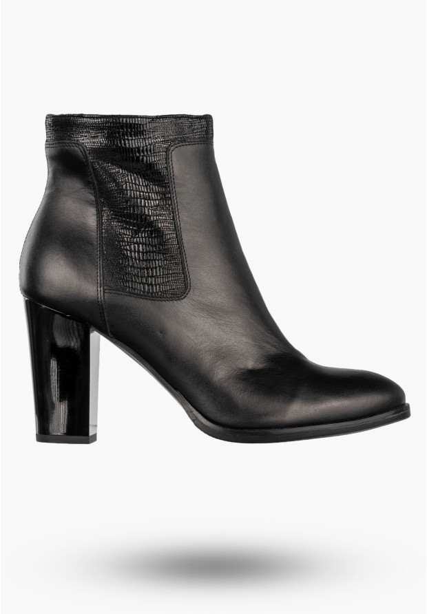 Botki Damskie Skórzane Buty Na Słupku Zimowe Elegancka Czarne Darex B-160/3
