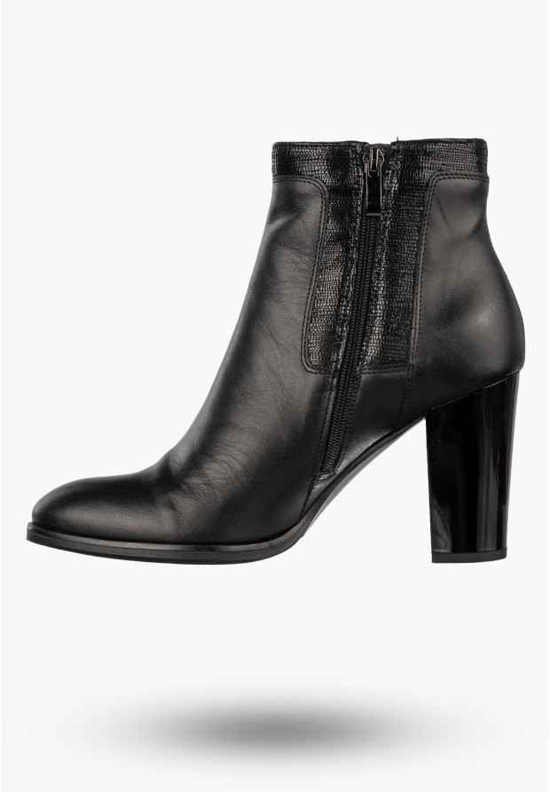 Botki Damskie Skórzane Buty Na Słupku Zimowe Elegancka Czarne Darex B-160/3