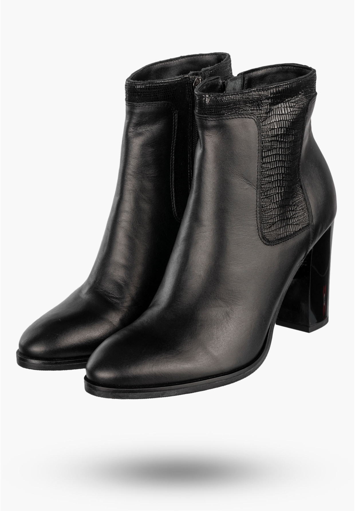 Botki Damskie Skórzane Buty Na Słupku Zimowe Elegancka Czarne Darex B-160/3
