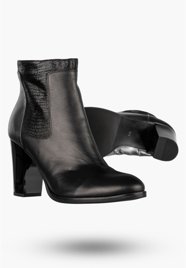 Botki Damskie Skórzane Buty Na Słupku Zimowe Elegancka Czarne Darex B-160/3
