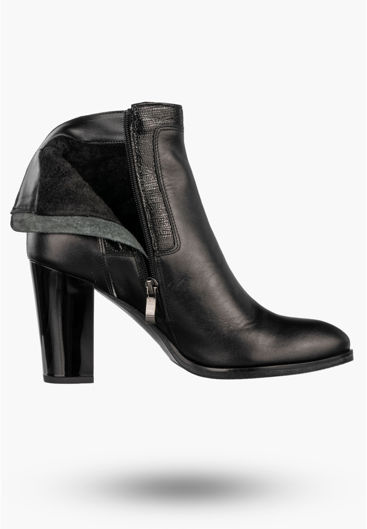 Botki Damskie Skórzane Buty Na Słupku Zimowe Elegancka Czarne Darex B-160/3