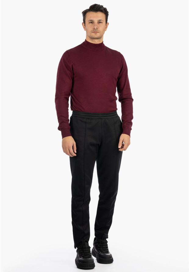 Sweter Męski Półgolf Elegancki Klasyczny Bordowy Frilivin