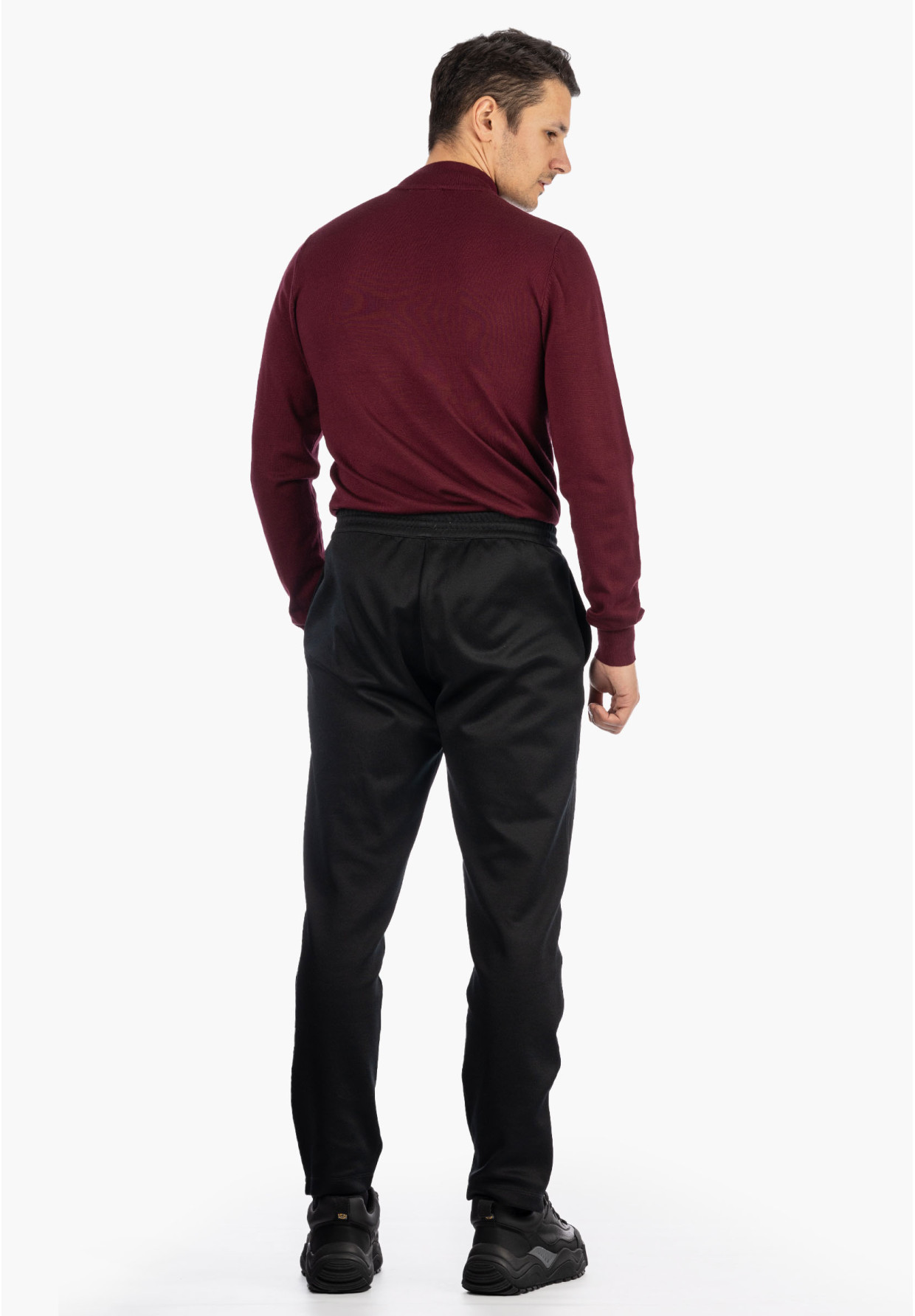 Sweter Męski Półgolf Elegancki Klasyczny Bordowy Frilivin