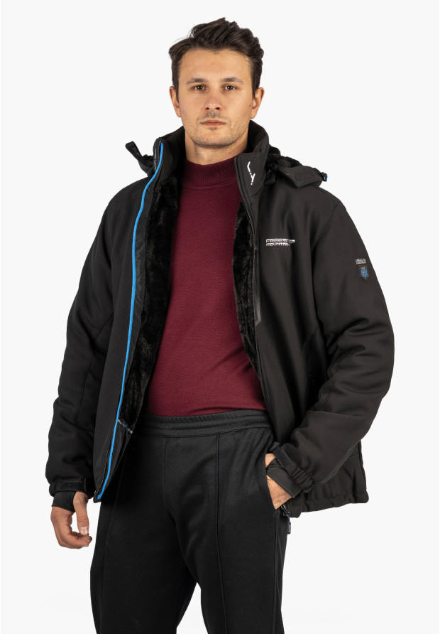 Kurtka Męska Ocieplana Softshell Zimowa Pianka Czarna Freestep