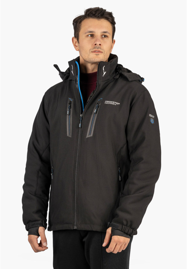 Kurtka Męska Ocieplana Softshell Zimowa Pianka Czarna Freestep