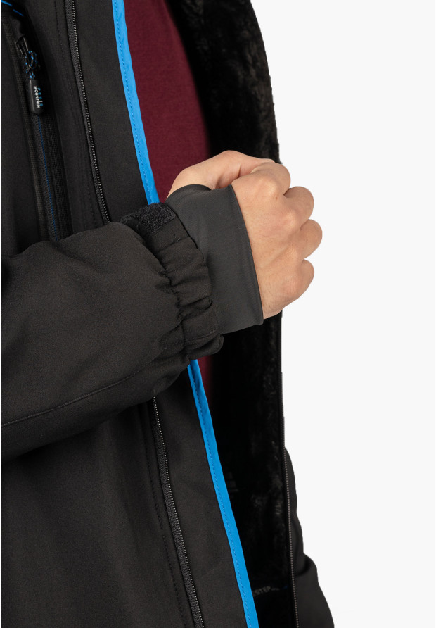 Kurtka Męska Ocieplana Softshell Zimowa Pianka Czarna Freestep