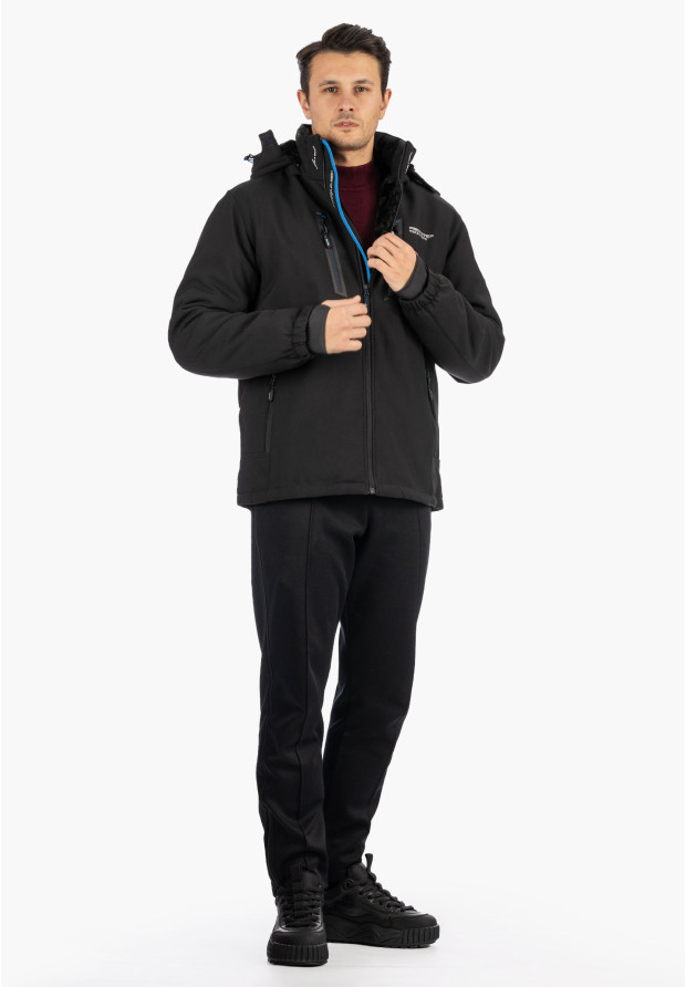 Kurtka Męska Ocieplana Softshell Zimowa Pianka Czarna Freestep
