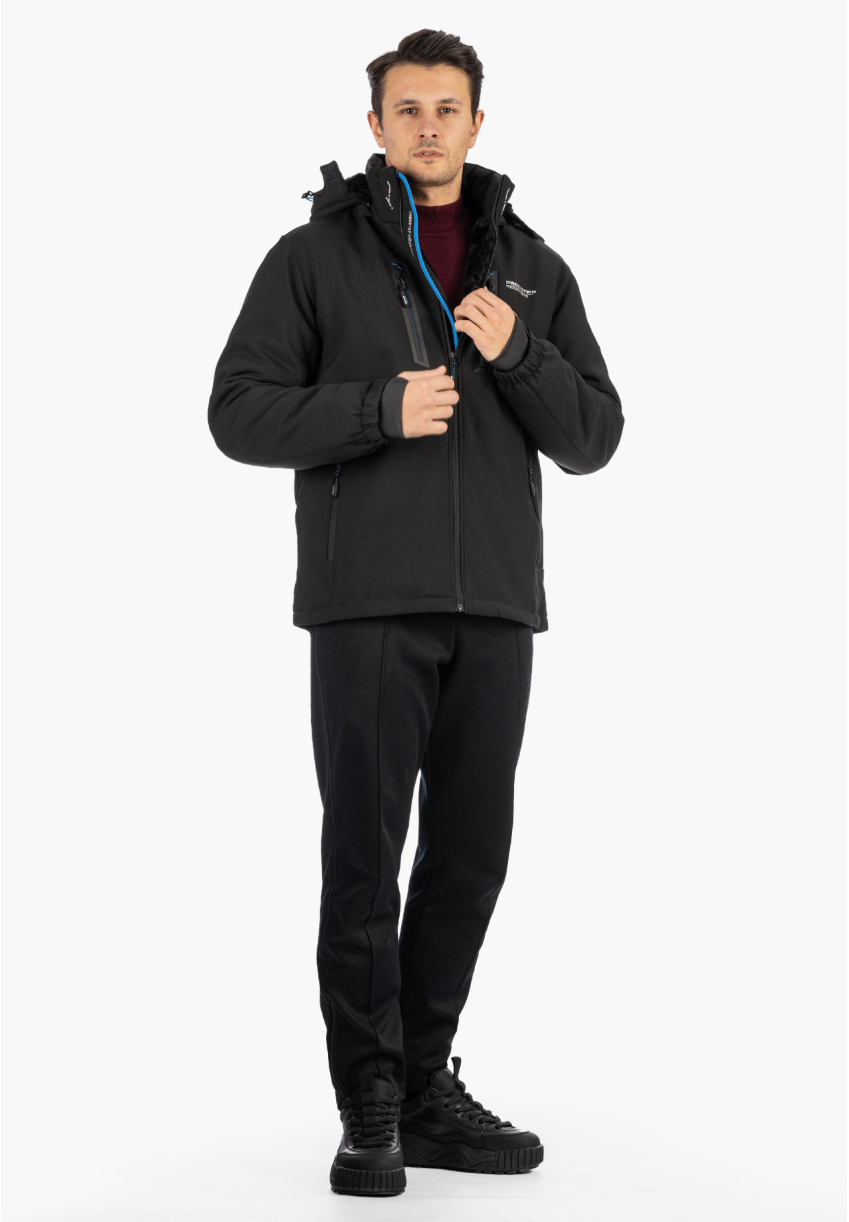 Kurtka Męska Ocieplana Softshell Zimowa Pianka Czarna Freestep
