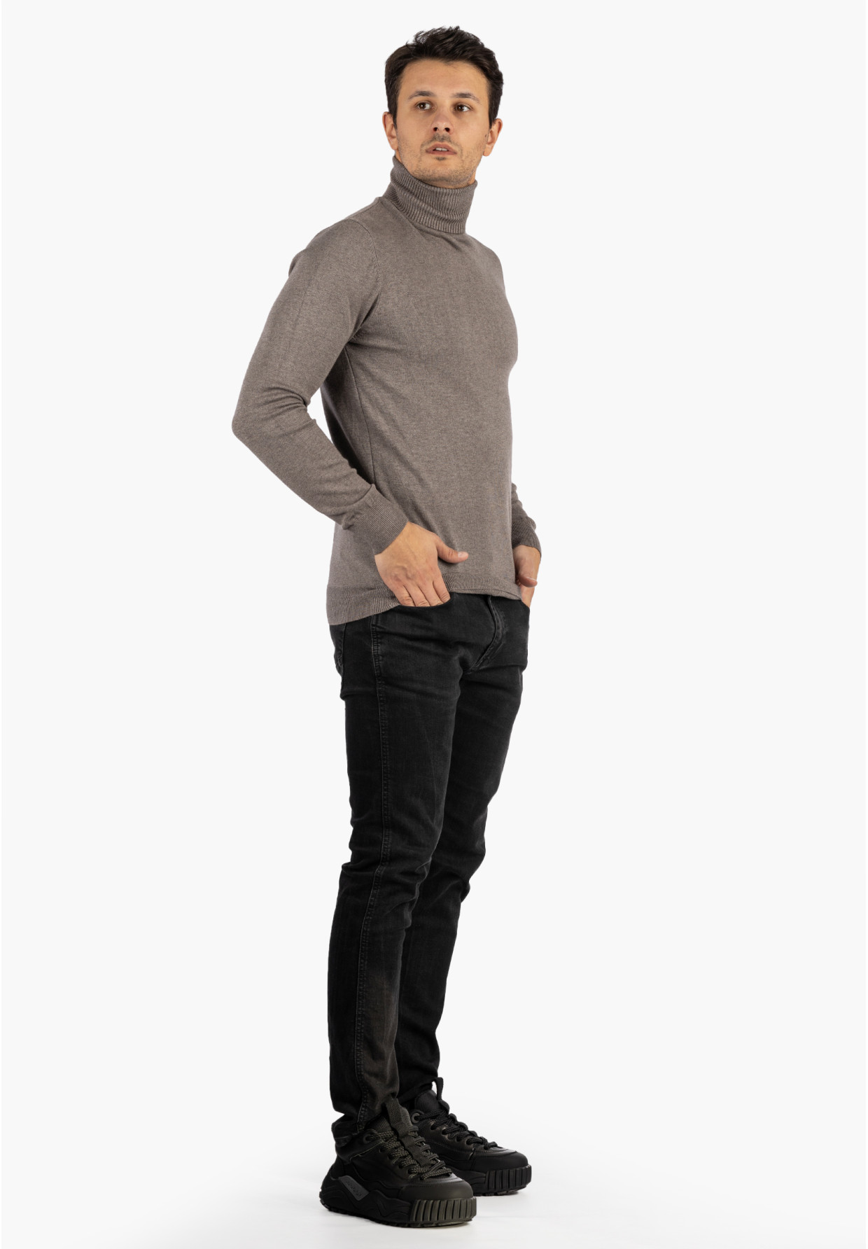 Golf Męski Slim Fit Szary