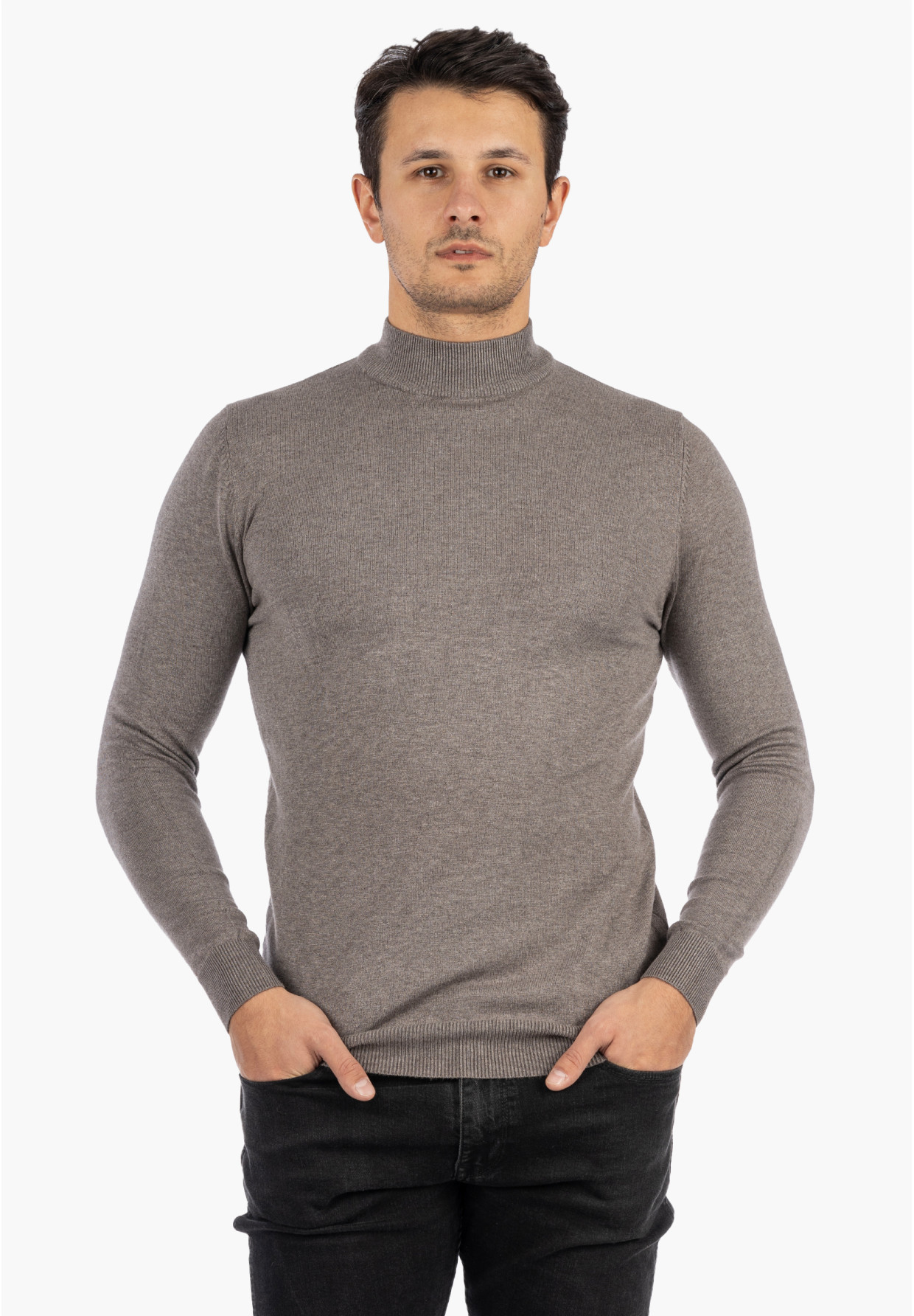 Półgolf Męski Slim Fit Szary