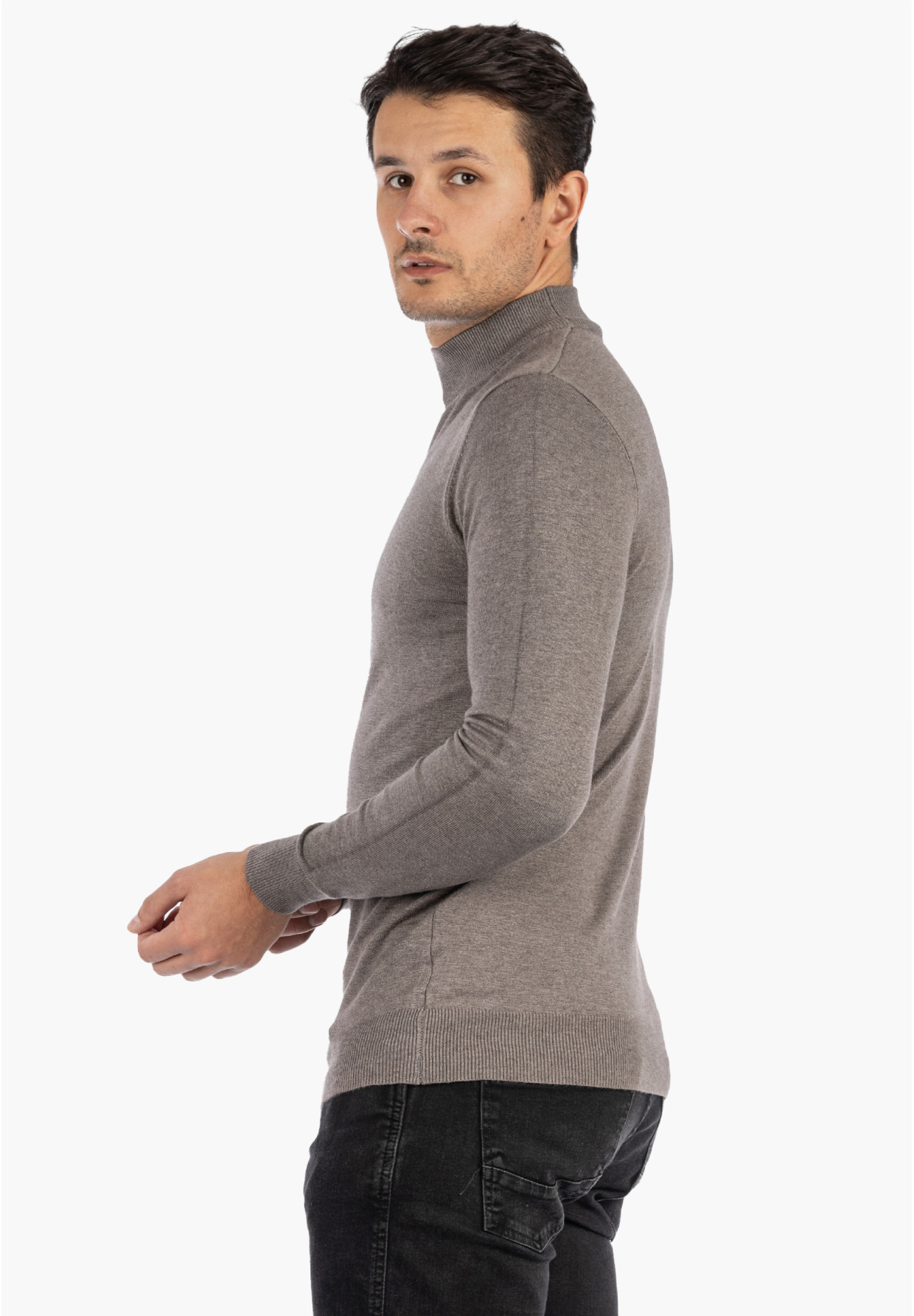 Półgolf Męski Slim Fit Szary