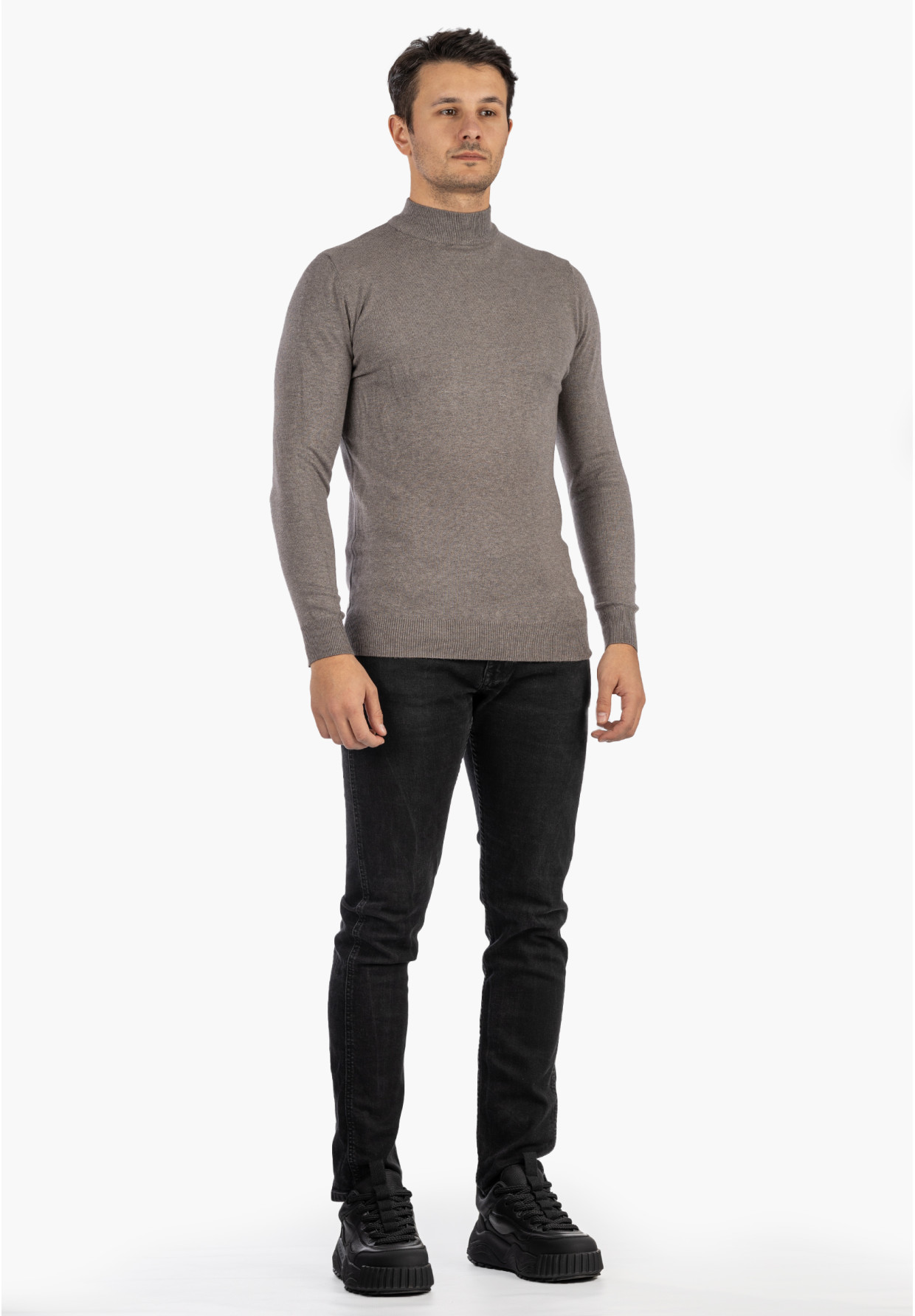 Półgolf Męski Slim Fit Szary