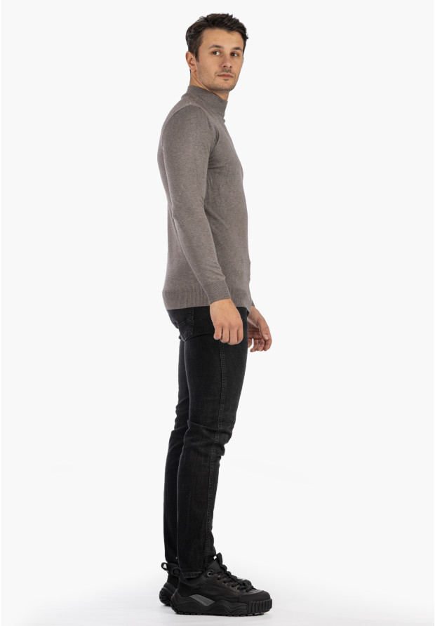 Półgolf Męski Slim Fit Szary