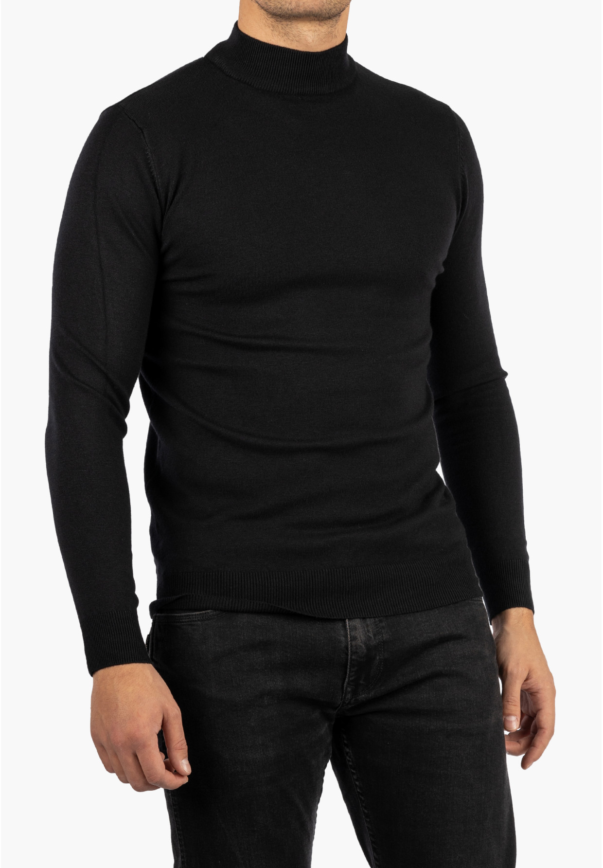 Półgolf Męski Slim Fit Czarny