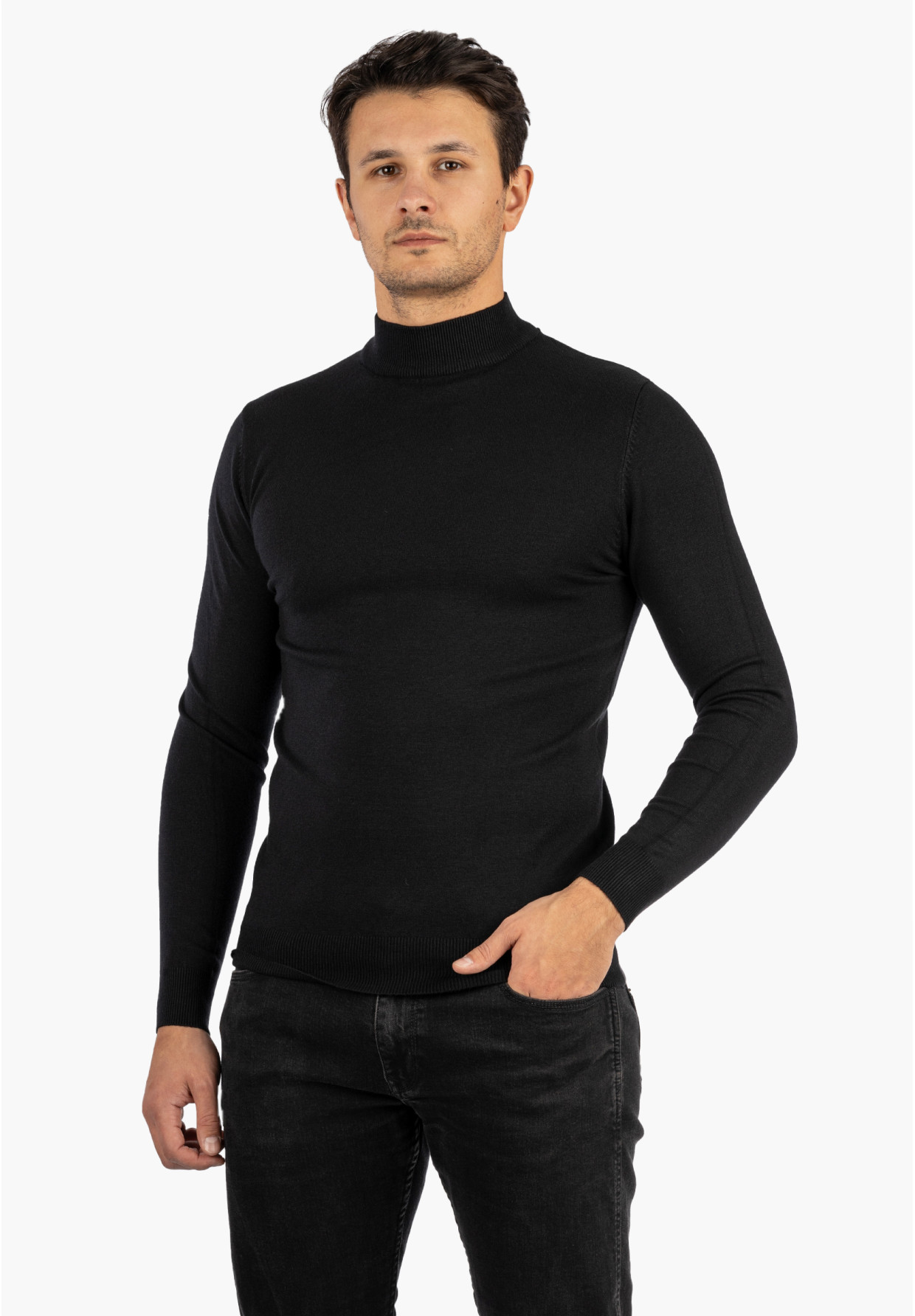 Półgolf Męski Slim Fit Czarny