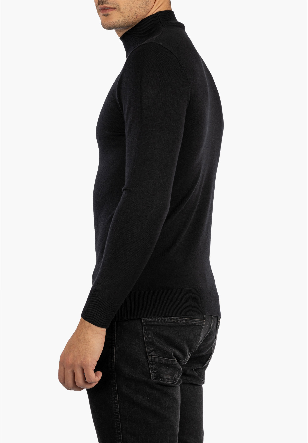 Półgolf Męski Slim Fit Czarny