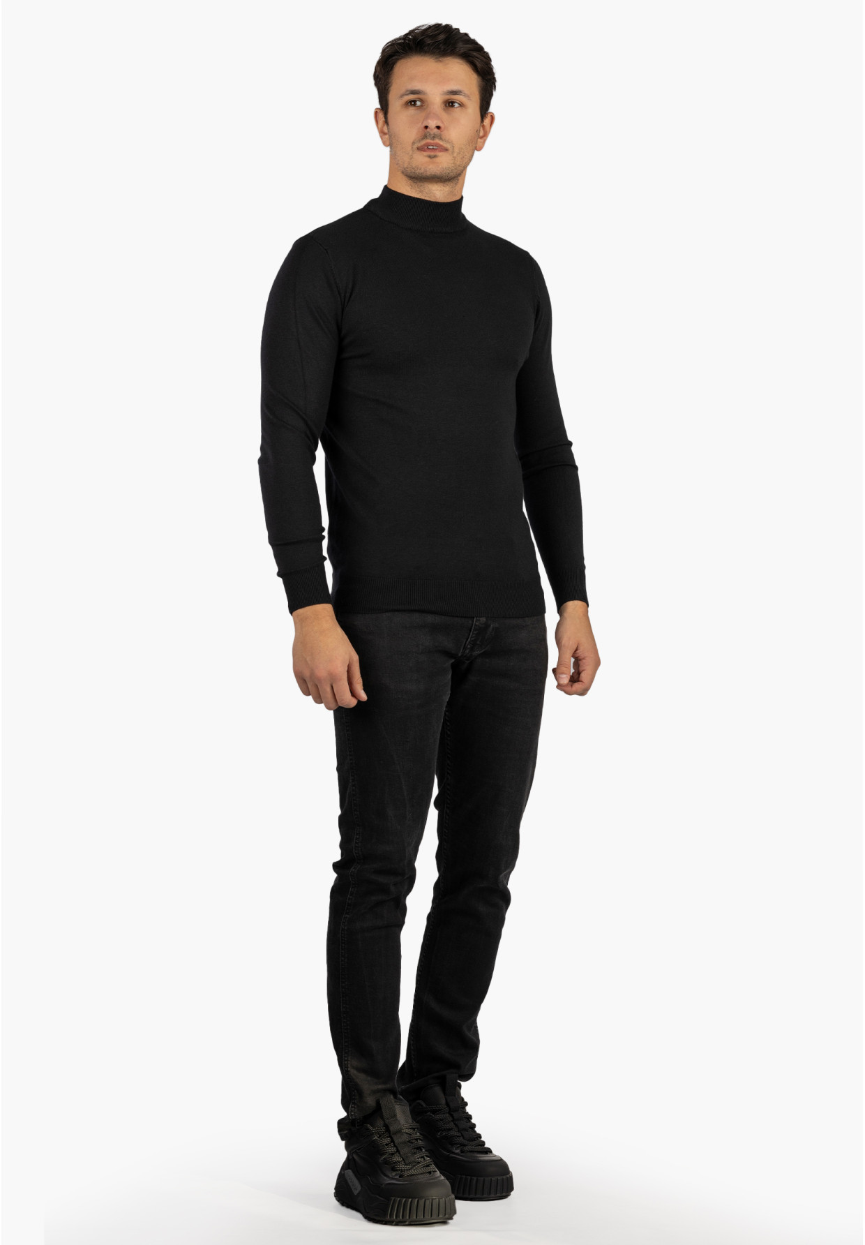 Półgolf Męski Slim Fit Czarny