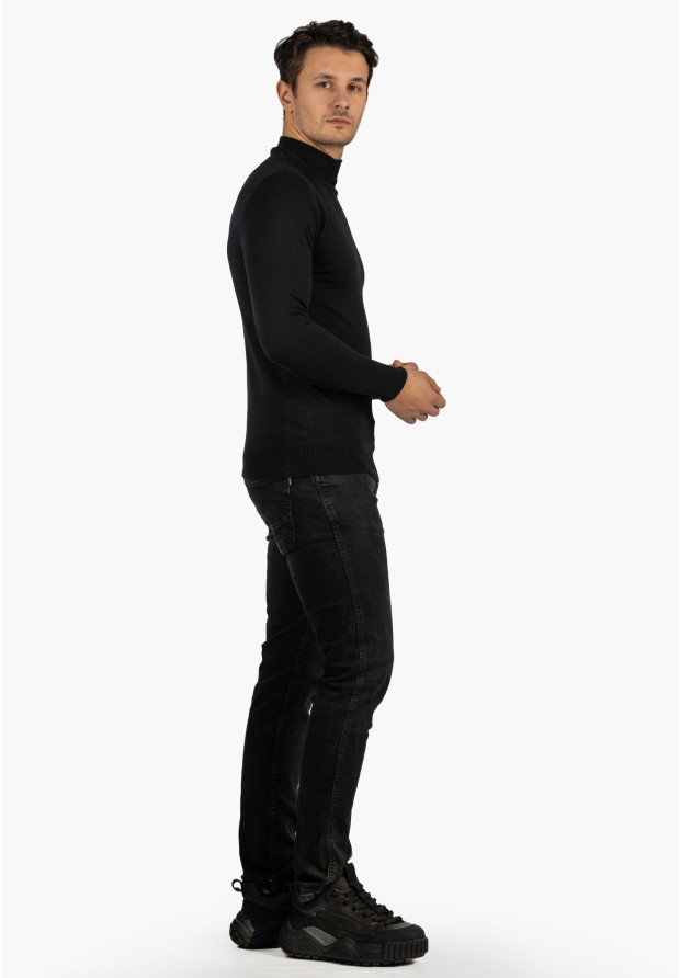 Półgolf Męski Slim Fit Czarny