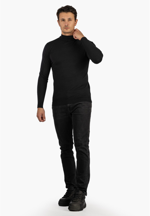 Półgolf Męski Slim Fit Czarny