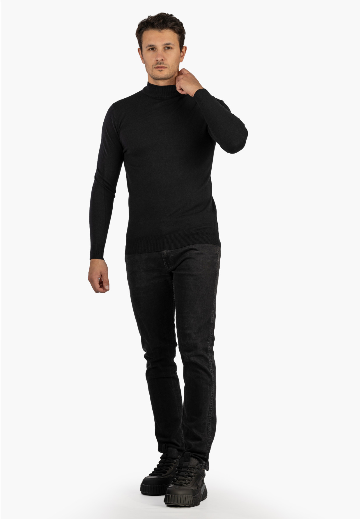 Półgolf Męski Slim Fit Czarny