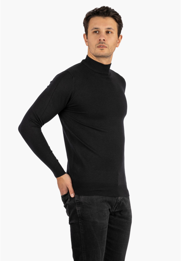 Półgolf Męski Slim Fit Czarny