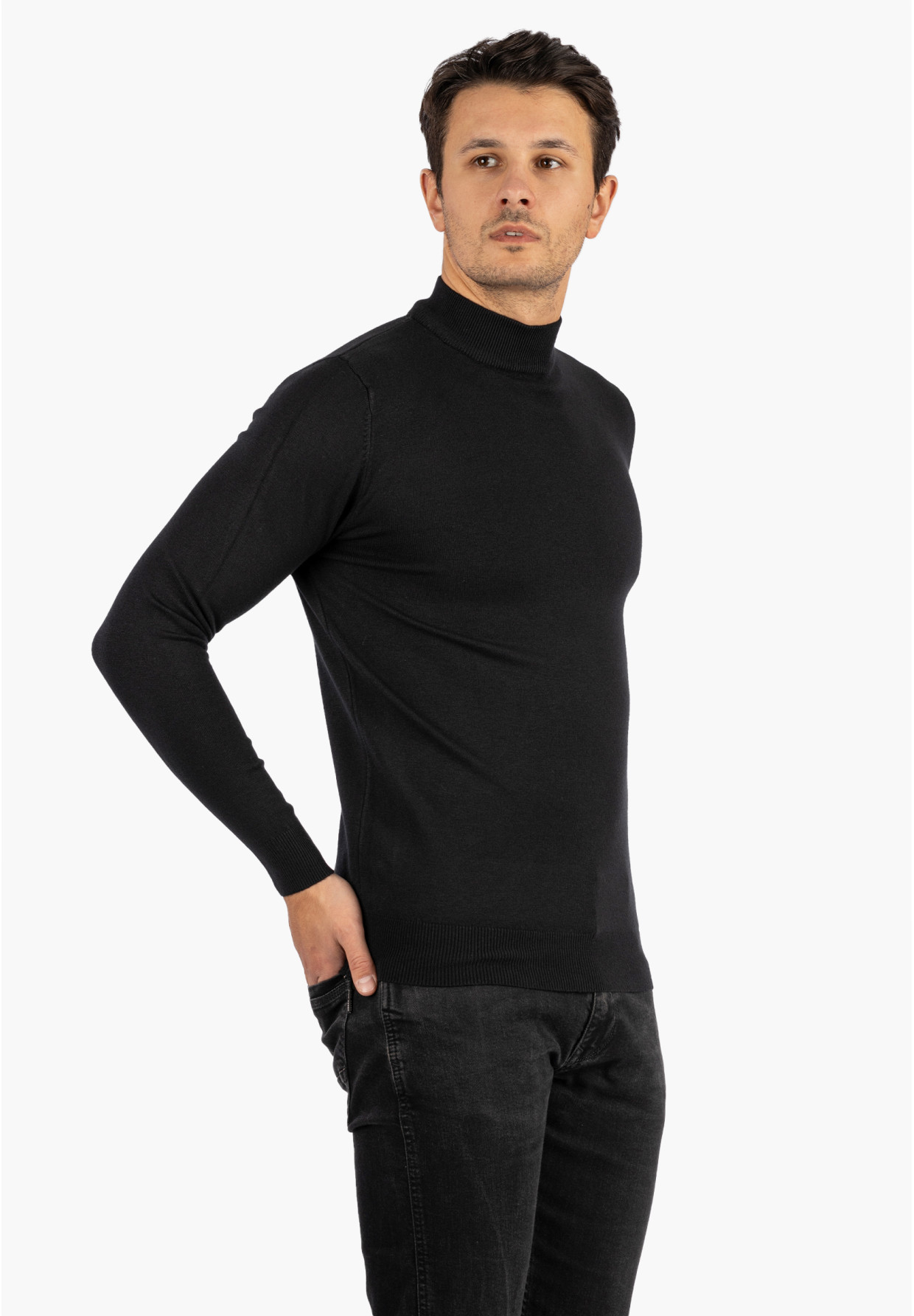 Półgolf Męski Slim Fit Czarny