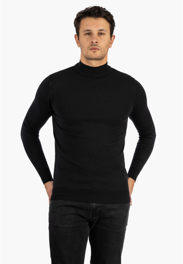Półgolf Męski Slim Fit Czarny