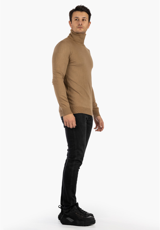 Golf Męski Slim Fit Camel