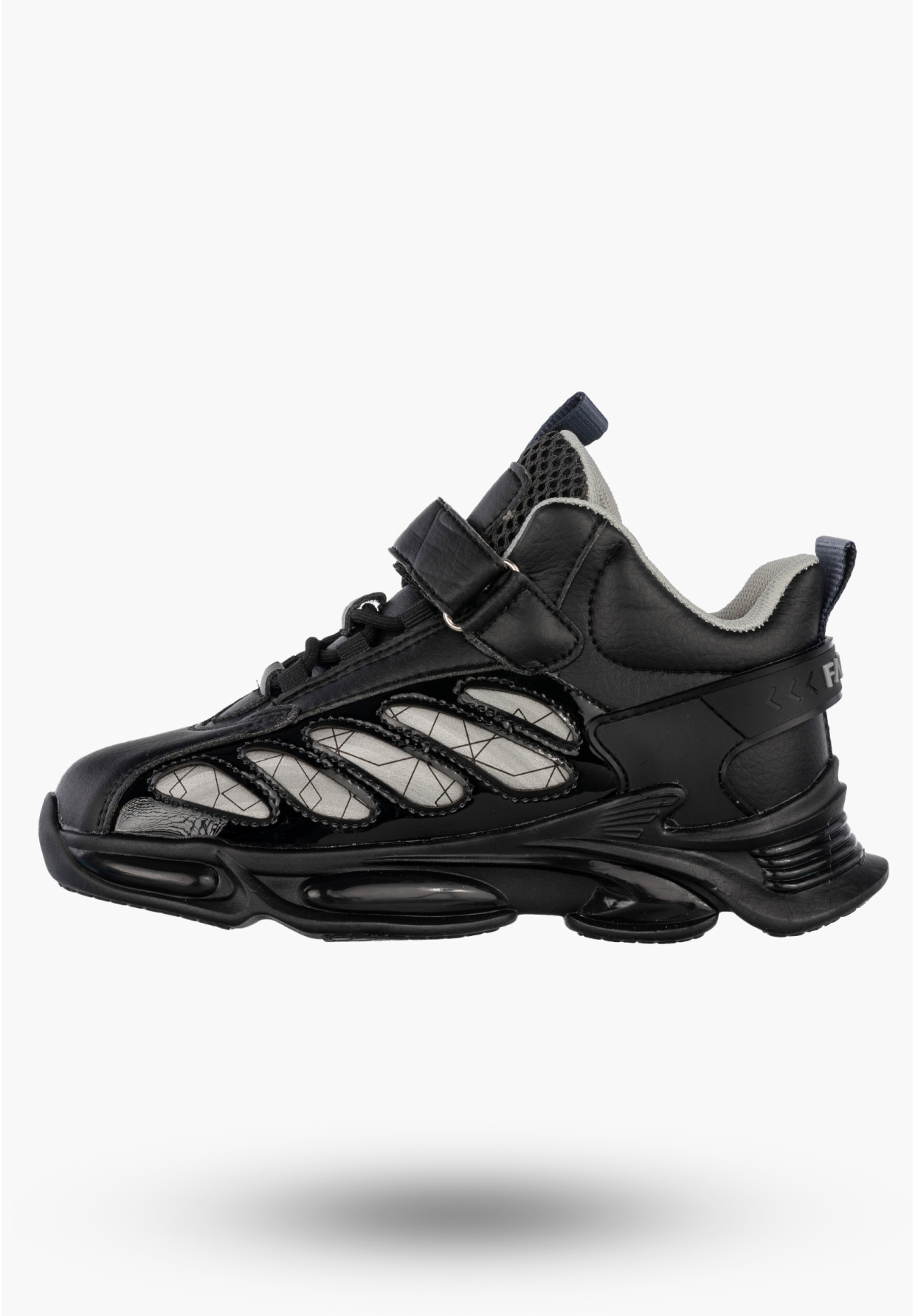 Sneakersy Dziecięce Ekoskóra Buty Sportowe Na Rzepy Półbuty Czarne Apawwa