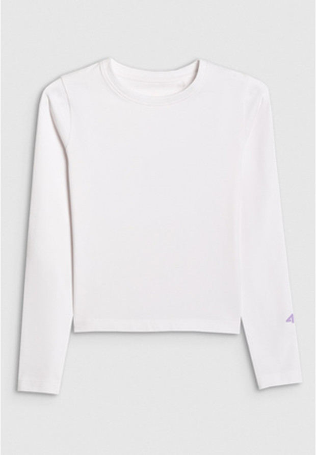 Longsleeve Dziewczęcy 4F Regular Koszulka Z Długim Rękawem Biały 4FJWAW25TLONF512