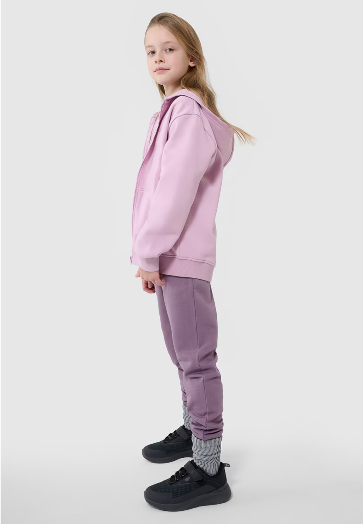 Bluza Dziewczęca 4F Rozpinana z Kapturem Oversize Różowa 4FJWSS25TSWSF1853