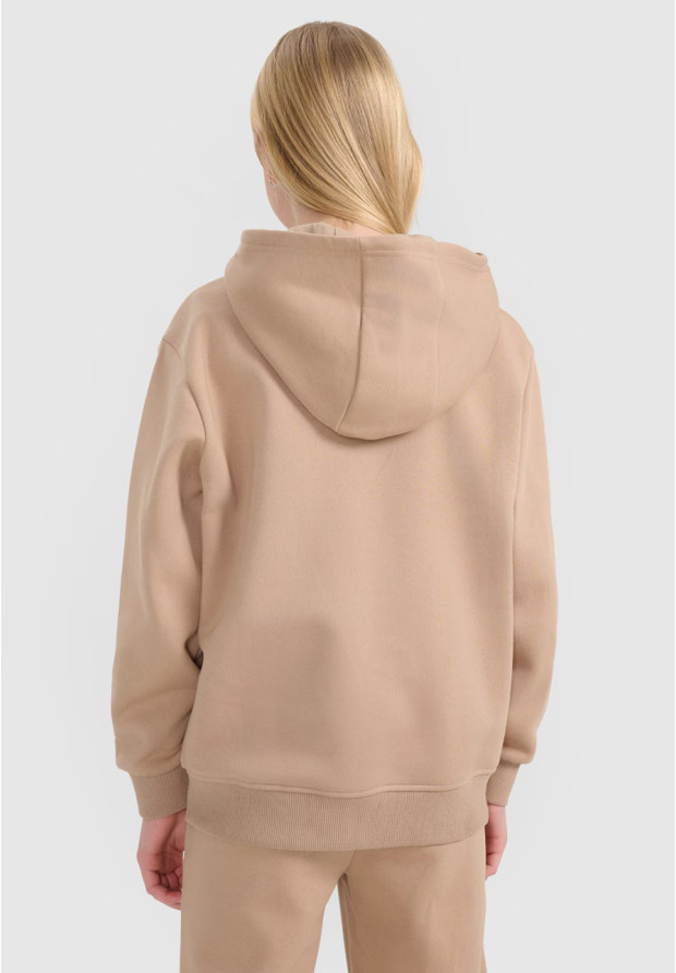 Bluza Dziewczęca 4F Rozpinana z Kapturem Oversize Beżowa 4FJWSS25TSWSF1853