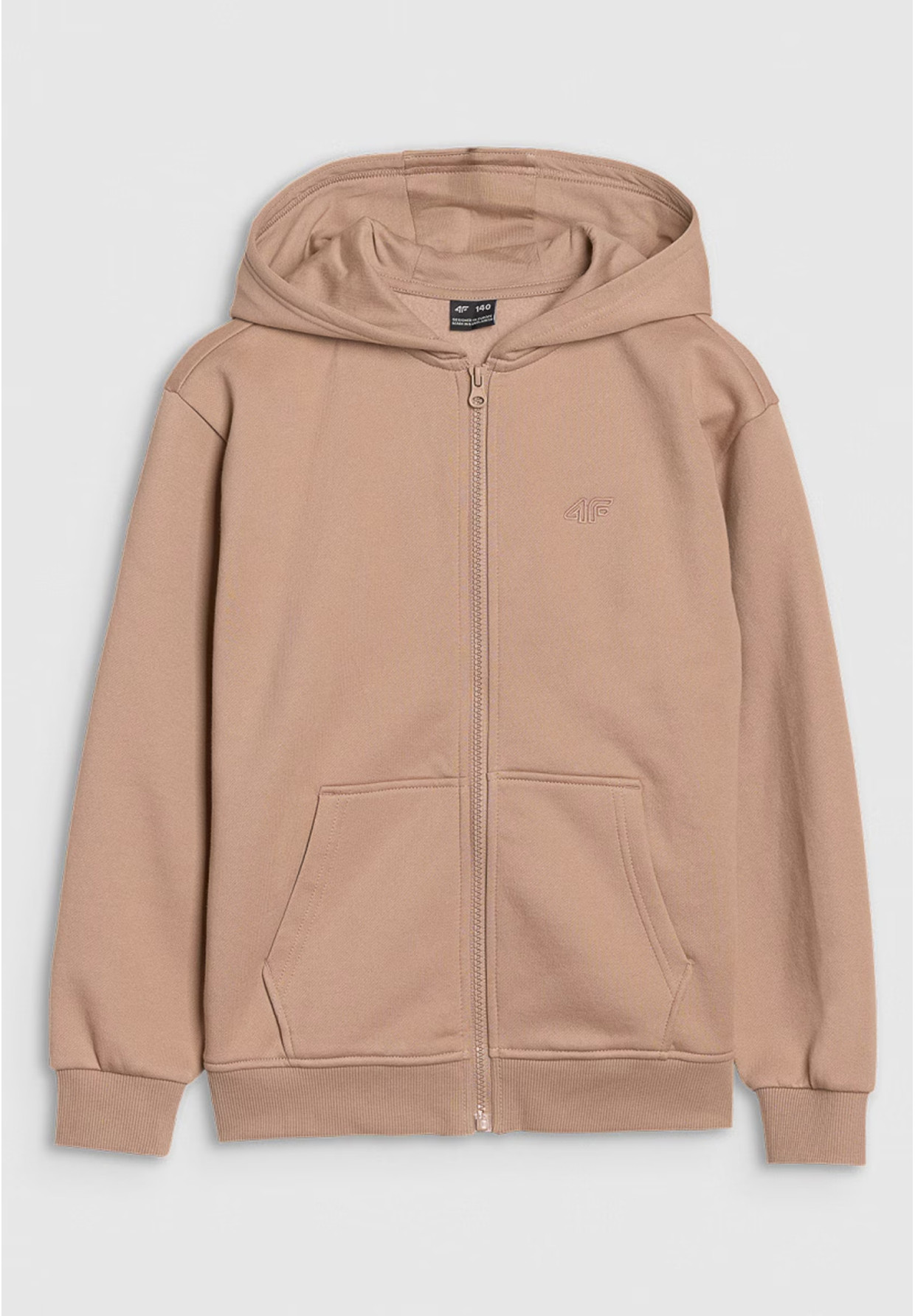 Bluza Dziewczęca 4F Rozpinana z Kapturem Oversize Beżowa 4FJWSS25TSWSF1853