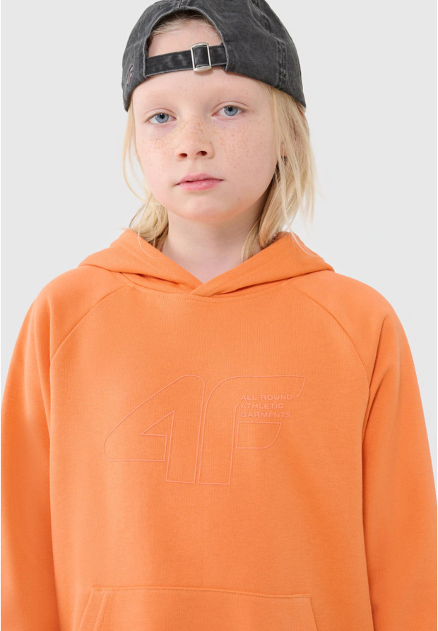 Bluza Chłopięca 4F z Kapturem Oversize Pomarańczowa 4FJWSS25TSWSM1712