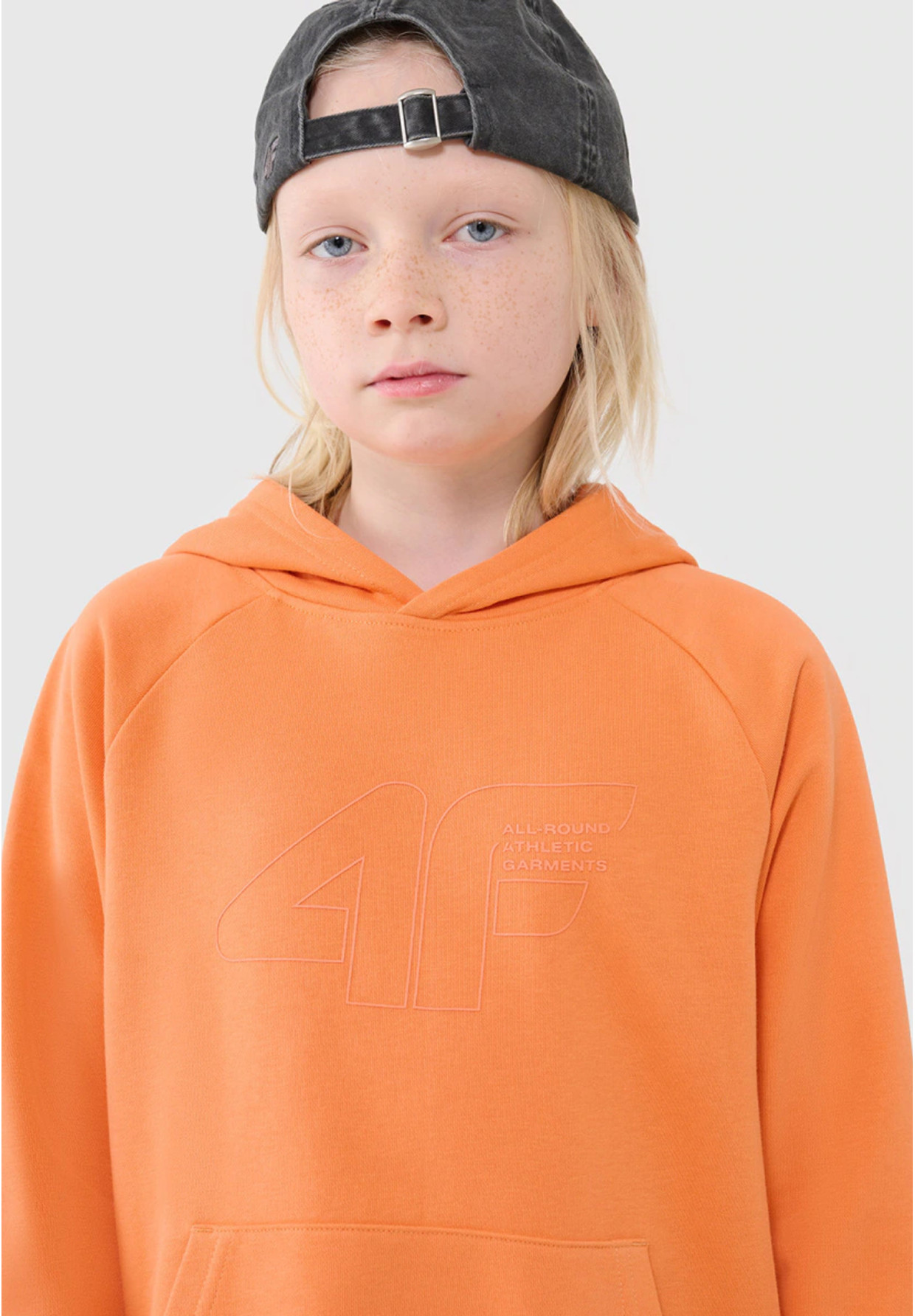 Bluza Chłopięca 4F z Kapturem Oversize Pomarańczowa 4FJWSS25TSWSM1712