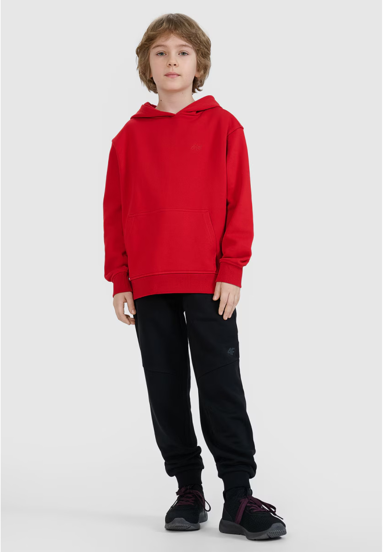 Bluza Chłopięca 4F Dresowa z Kapturem Oversize Czerwona 4FJWSS25TSWSM1852
