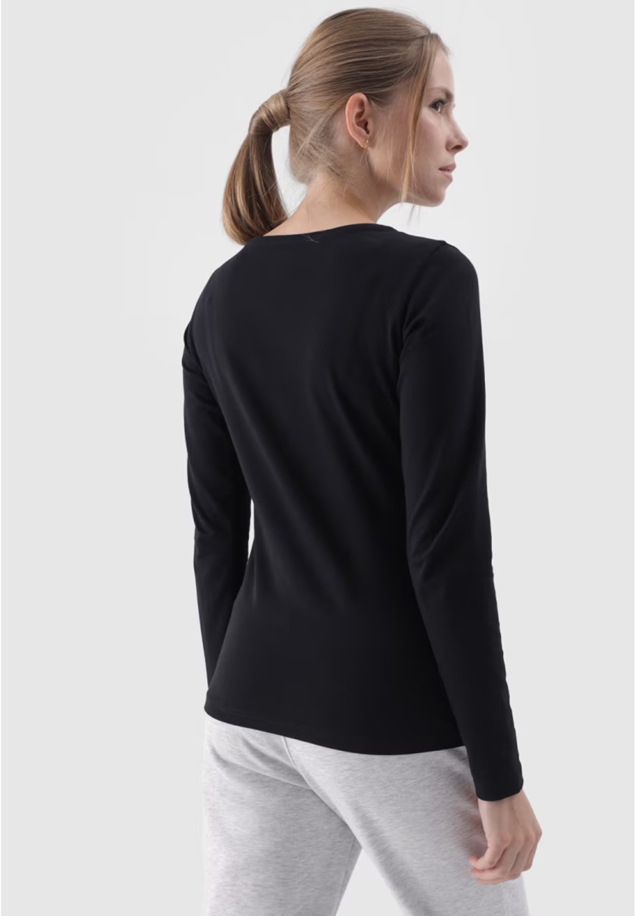 Longsleeve Damski 4F Slim Gładki Koszulka z Długim Rękawem Czarna 4FWMM00TLONF376