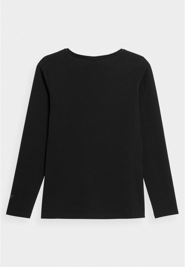 Longsleeve Damski 4F Slim Gładki Koszulka z Długim Rękawem Czarna 4FWMM00TLONF376