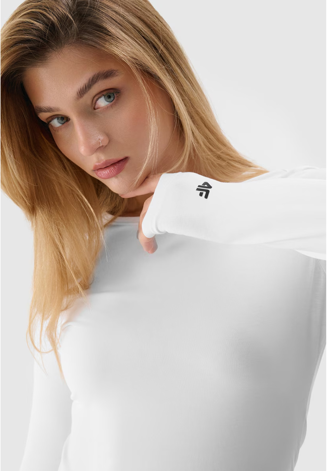 Longsleeve Damski 4F Slim Gładki Koszulka z Długim Rękawem Biała 4FWSS24TLONF218