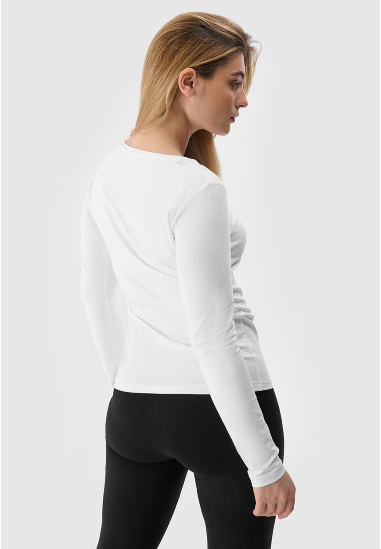 Longsleeve Damski 4F Slim Gładki Koszulka z Długim Rękawem Biała 4FWSS24TLONF218