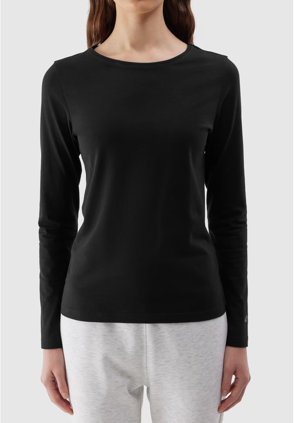 Longsleeve Damski 4F Slim Gładki Koszulka z Długim Rękawem Czarna 4FWSS24TLONF218