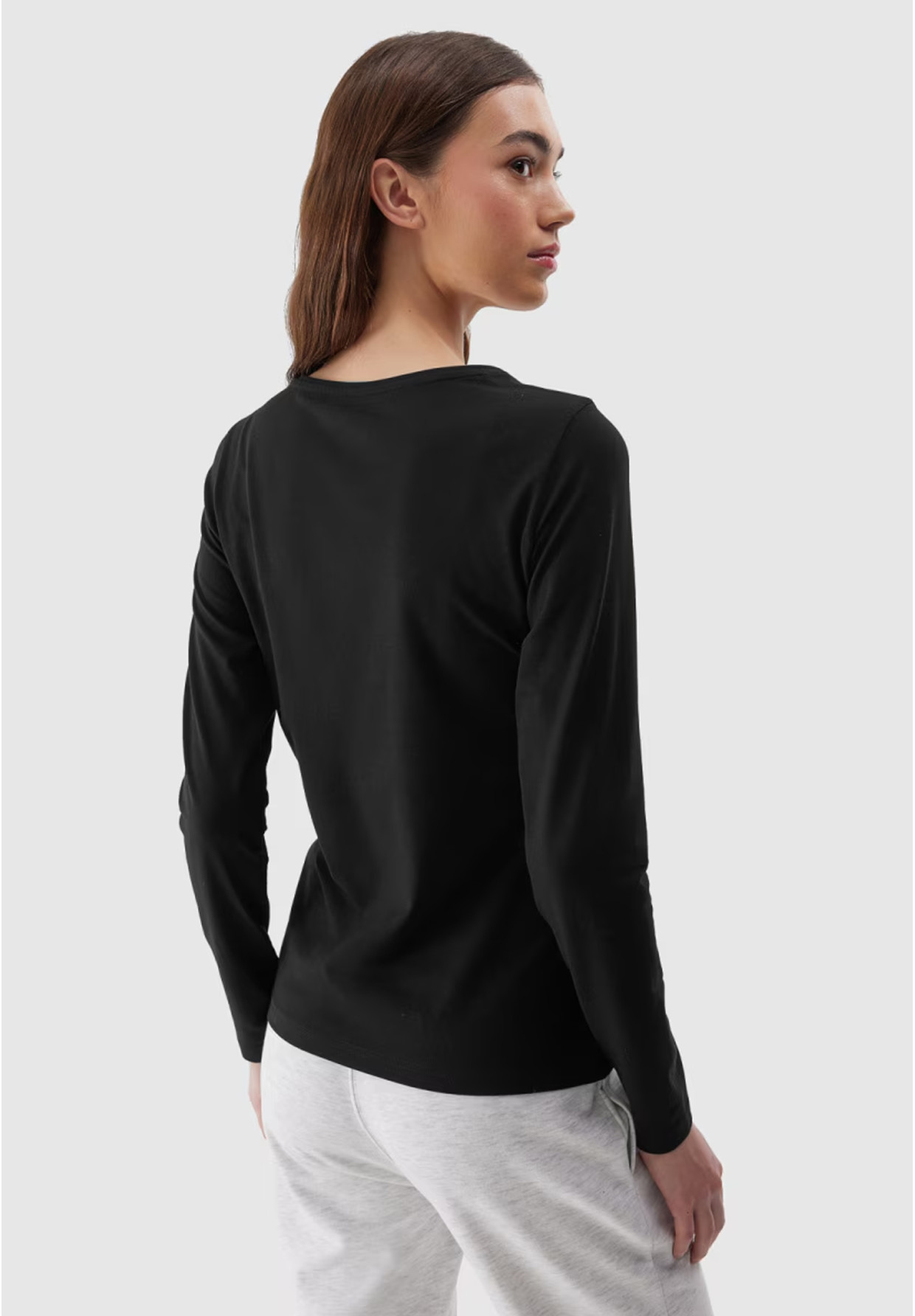 Longsleeve Damski 4F Slim Gładki Koszulka z Długim Rękawem Czarna 4FWSS24TLONF218