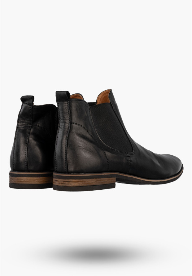 Botki Męskie Skórzane Sztyblety Buty Eleganckie Zimowe Czarne Dragonet M562BC