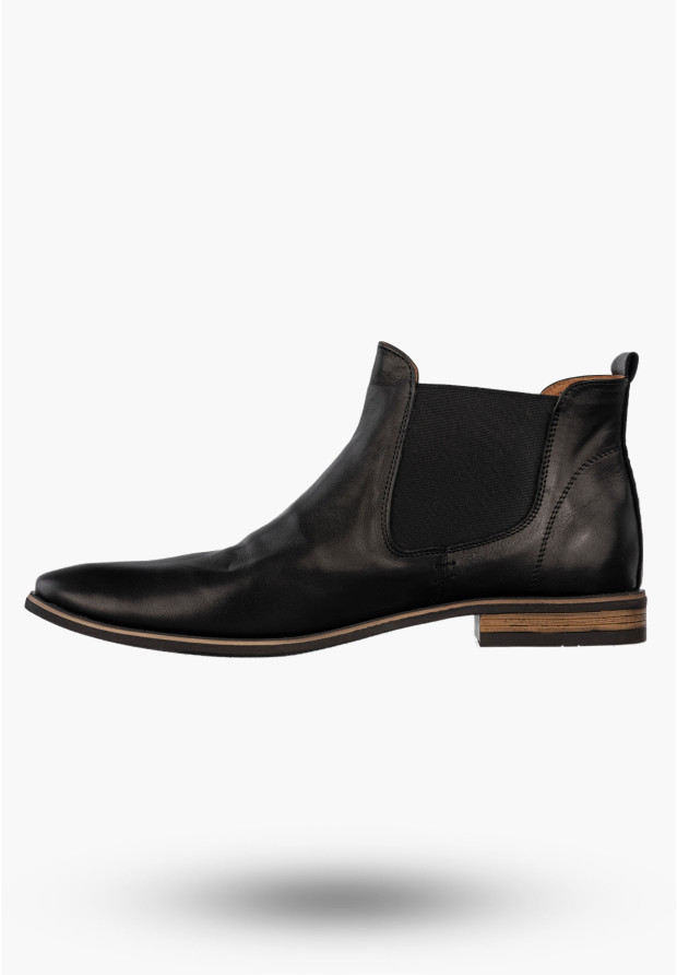 Botki Męskie Skórzane Sztyblety Buty Eleganckie Zimowe Czarne Dragonet M562BC