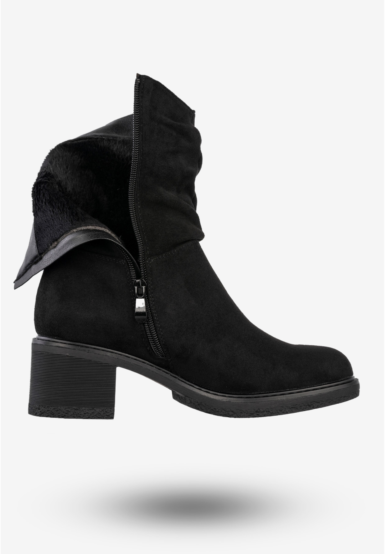 Botki Damskie Buty Zimowe Na Obcasie Ocieplane Czarne Potocki 25-51303BK