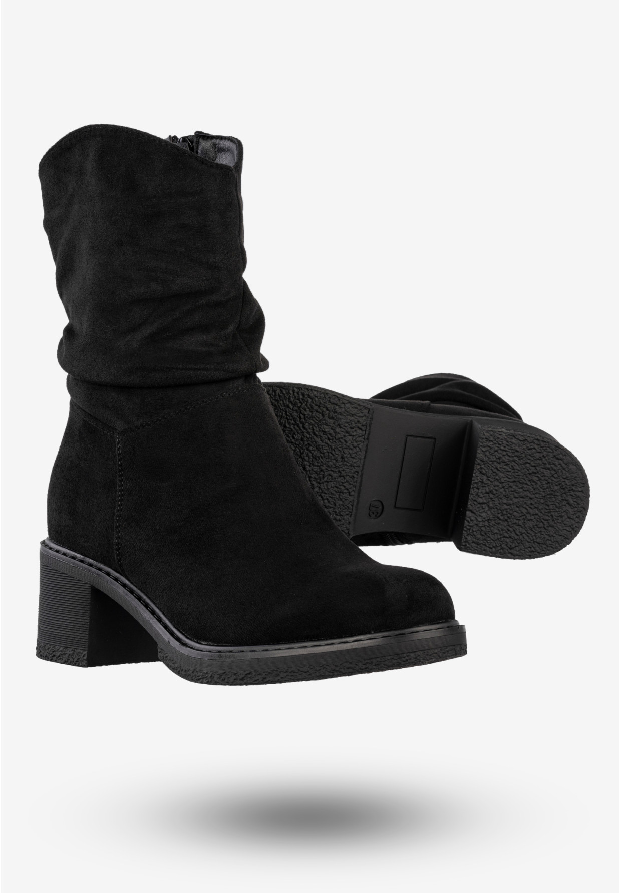 Botki Damskie Buty Zimowe Na Obcasie Ocieplane Czarne Potocki 25-51303BK