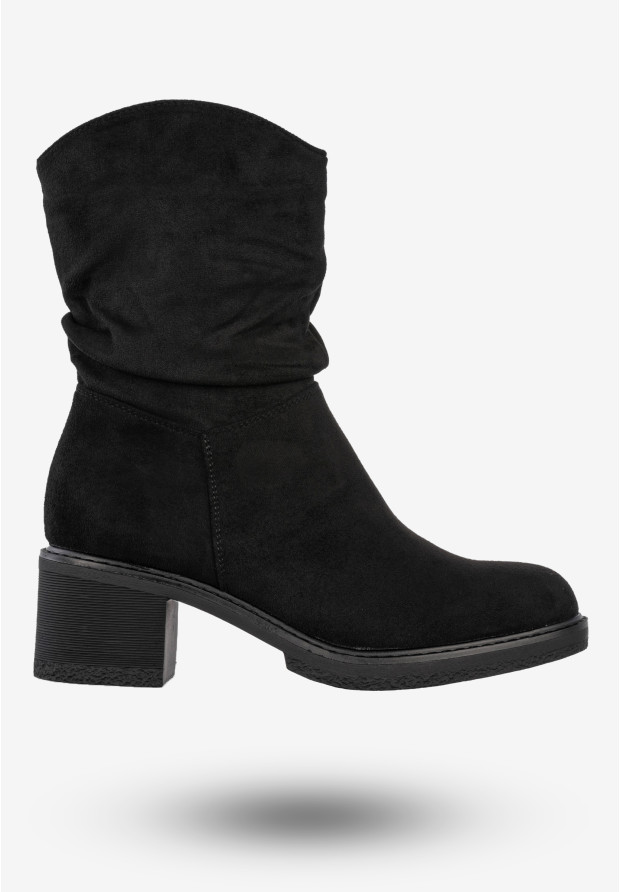 Botki Damskie Buty Zimowe Na Obcasie Ocieplane Czarne Potocki 25-51303BK