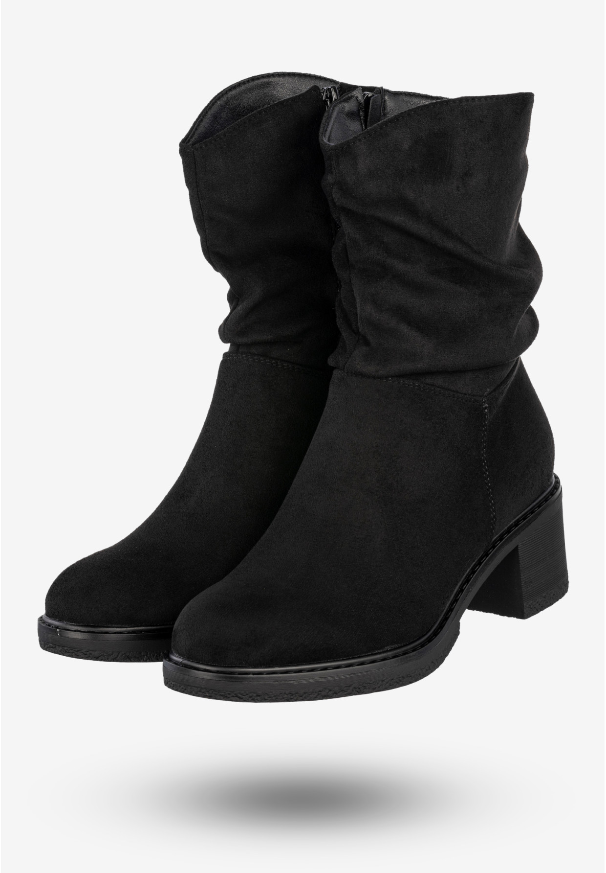 Botki Damskie Buty Zimowe Na Obcasie Ocieplane Czarne Potocki 25-51303BK
