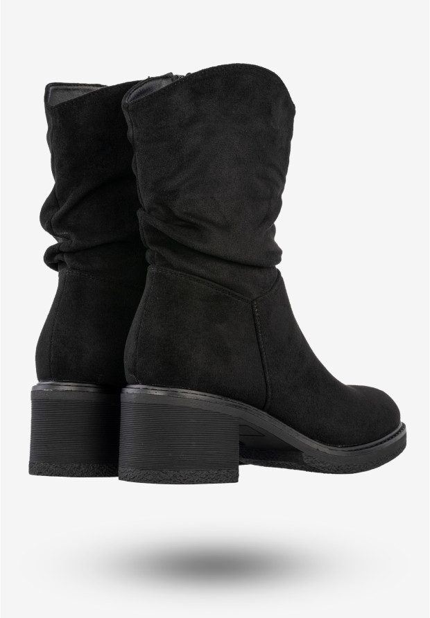Botki Damskie Buty Zimowe Na Obcasie Ocieplane Czarne Potocki 25-51303BK
